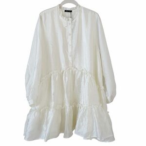 Stella Nova Halia Dress Cream Size 38 US 8 Holiday Luxury Ruffle Tiered Neutral